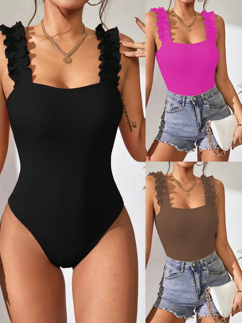 ZARA Sexy Solid Color Knit Camisole Bodysuit